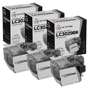 ld compatible ink cartridge replacement for brother lc3029bk super high yield (black, 3-pack)