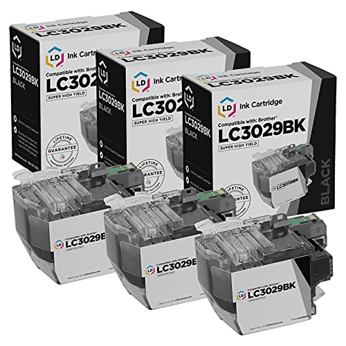 LD Compatible Ink Cartridge Replacement for Brother LC3029BK Super High Yield (Black, 3-Pack)