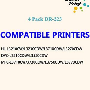 4-Pack ColorPrint Compatible Drum Unit Replacement for Brother DR223CL 223CL DR-223CL Work with HL-L3210CW HL-L3230CDW HL-L3270CDW HL-L3290CDW HL-L3710CW HL-L3750CDW HL-L3770CDW Printer (Drum Only)