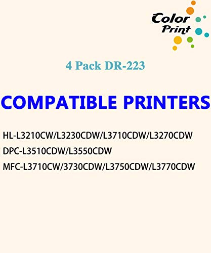4-Pack ColorPrint Compatible Drum Unit Replacement for Brother DR223CL 223CL DR-223CL Work with HL-L3210CW HL-L3230CDW HL-L3270CDW HL-L3290CDW HL-L3710CW HL-L3750CDW HL-L3770CDW Printer (Drum Only)