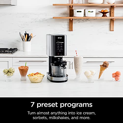 Ninja NC301 CREAMi, Ice Cream, Gelato, Milkshake, Sorbet, and Smoothie Bowl Maker, 7 One-Touch Programs, Silver (Renewed)