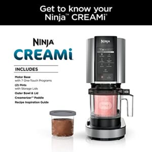 Ninja NC301 CREAMi, Ice Cream, Gelato, Milkshake, Sorbet, and Smoothie Bowl Maker, 7 One-Touch Programs, Silver (Renewed)