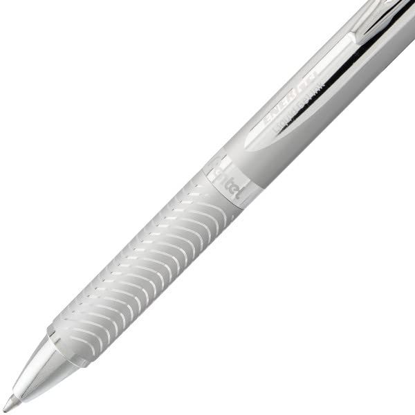 Pentel EnerGel Alloy Retractable Premium Liquid Gel Pen, (0.7mm) Metal Tip, Medium Line, Silver Barrel, Refillable Black Ink