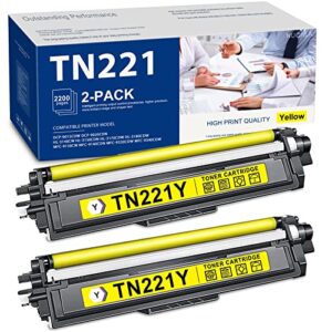 nucala compatible tn221y tn-221y tn 221y toner cartridge replacement for brother mfc-9140cdn hl-3170cdw hl-3180cdw mfc-9130cw dcp-9020cdn printer toner (2,200 pages 2-pack, yellow)