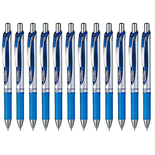 Pentel BL77-CO Energel XM Retractable Gel Pen with 0.7 mm Tip, 0.35 mm Line Width - Blue, Pack of 12