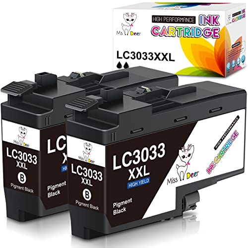 MS DEER Compatible LC3033 Ink Cartridges Replacement for Brother LC3033 XXL Ink Cartridge Black LC3033XXL LC3033BK LC3035 Super High Yield for MFC-J995DW MFC-J805DW MFC-J815DW MFCJ995DW Printer 2-Pack