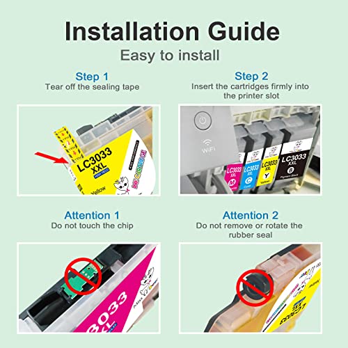 MS DEER Compatible LC3033 Ink Cartridges Replacement for Brother LC3033 XXL Ink Cartridge Black LC3033XXL LC3033BK LC3035 Super High Yield for MFC-J995DW MFC-J805DW MFC-J815DW MFCJ995DW Printer 2-Pack