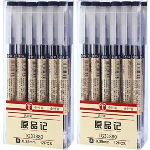 chinco 0.35 mm black gel ink pen extra-fine ballpoint pen for office school stationery supply (24 pieces)