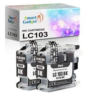 smart gadget brother lc103 replacement ink cartridge lc103 lc 103 | use with mfc j870dw j450dw mfc-j470dw j470dw j650dw j4410dw printers | 2 pack, black