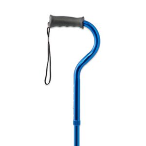 Medline Offset Folding Cane, 4-Point Base With Cushioned Gel Handle, Supports Up To 350 lbs, Blue