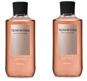 bath and body works, signature collection teakwood 2-in-1 hair + body wash (2 pack)