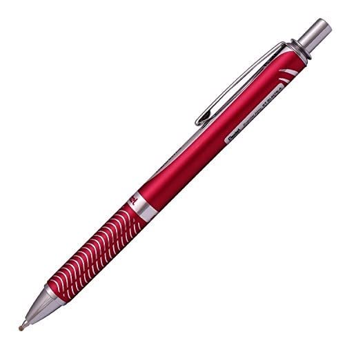 Pentel EnerGel Alloy Retractable Liquid Gel Pen, Red Barrel, Black Ink, 1 pack (BL407B-A)