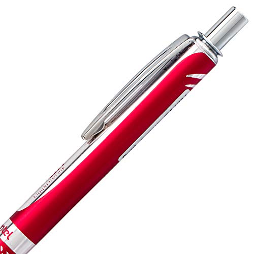 Pentel EnerGel Alloy Retractable Liquid Gel Pen, Red Barrel, Black Ink, 1 pack (BL407B-A)