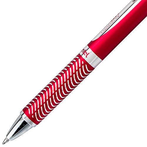 Pentel EnerGel Alloy Retractable Liquid Gel Pen, Red Barrel, Black Ink, 1 pack (BL407B-A)