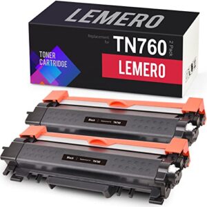 lemero tn760 remanufactured toner cartridge replacement for brother tn760 tn730 tn 760 to use with hl-l2370dw hl-l2350dw mfc-l2710dw dcp-l2550dw mfc-l2750dw hl-l2395dw (black, 2 pack)