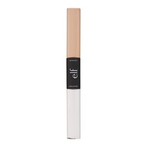 e.l.f. cosmetics undereye concealer and highlighter, dual-ended stick conceals blemishes and brightens skin, medium