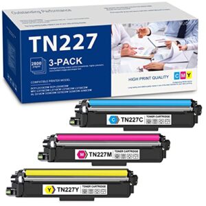 tn227c tn227m tn227y toner cartridge bery compatible replacement for brother mfc-l3770cdw l3710cw hl-3210cw 3230cdw 3270cdw dcp-l3550cdw dcp-l3510cdw printer toner (3-pack, 1c+1m+1y)
