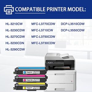 TN227C TN227M TN227Y Toner Cartridge BERY Compatible Replacement for Brother MFC-L3770CDW L3710CW HL-3210CW 3230CDW 3270CDW DCP-L3550CDW DCP-L3510CDW Printer Toner (3-Pack, 1C+1M+1Y)