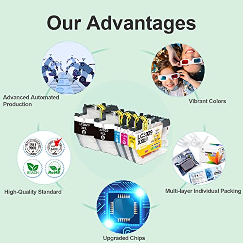 Miss Deer Compatible LC3029 Ink Cartridges Replacement for Brother Ink Cartridges LC 3029 XXL LC 3029XXL for MFC-J5830DW MFC-J6535DW MFC-J5930DW MFC-J6935DW MFC-J5830DWXL (2 BK 1 C 1 Y 1 M) 5-Pack