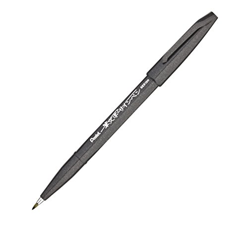 Pentel Arts Sign Pen Touch, Fude Brush Tip, Black Ink , Box of 12 (SES15-NA)