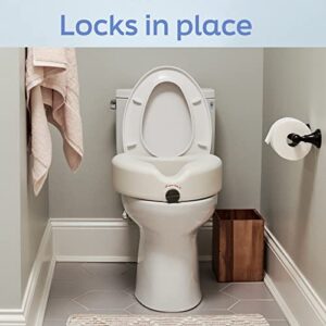 Medline Locking Elevated Toliet Seat, with Arms, White, 5"