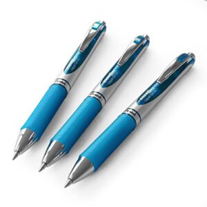 pentel energel xm bl77-s3 retractable liquid gel ink pen – 0.7mm – turquoise- pack of 3