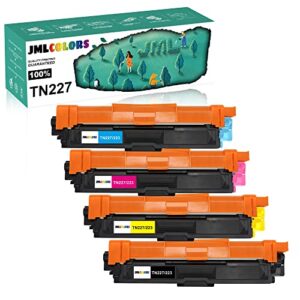 jmlcolors compatible tn227 tn-227 toner cartridge replacement for brother tn223 tn227bk work with mfc-l3770cdw mfc-l3750cdw hl-l3290cdw hl-l3270cdw hl-l3230cdw printer (tn-227bk/c/m/y high yield)