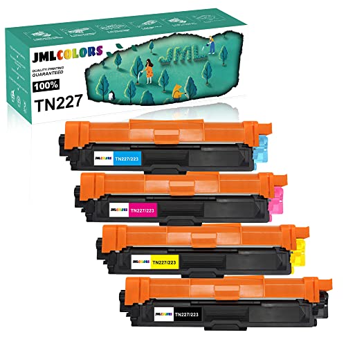 JMLCOLORS Compatible TN227 TN-227 Toner Cartridge Replacement for Brother TN223 TN227BK Work with MFC-L3770CDW MFC-L3750CDW HL-L3290CDW HL-L3270CDW HL-L3230CDW Printer (TN-227BK/C/M/Y High Yield)