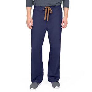 medline performax unisex reversible front-drawstring scrub pants, navy, size small, regular inseam