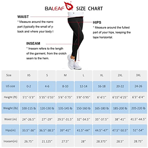 BALEAF Women's Fleece Lined Water Resistant Legging High Waisted Thermal Winter Hiking Running Pants Pockets Black Medium