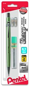 pentel sharp mechanical pencil, 0.7mm metallic barrels, refill eraser (p207mlebp)[assorted color])