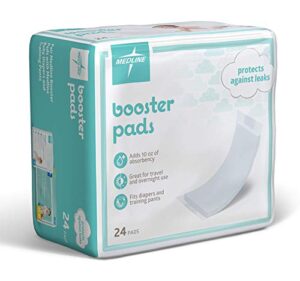 medline booster pads with adhesive, 192 count, baby diaper doubler for overnight use to help eliminate leaks