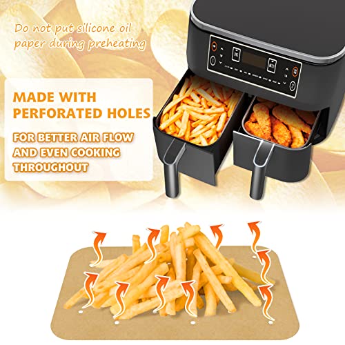 200 Pieces Air Fryer Parchment Paper Liners Accessories for Dual Air Fryer, Disposable Non-stick Rectangle Baking Paper for 8 Quart 6-in-1 Dual Basket Air Fryer