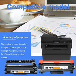 [1Drum+1Toner,2 Pack] Compatible High Yeild DR730 DR-730 Drum Unit & TN760 TN-760 Toner Cartridge Replacement for Brother HL-L2395DW MFC-L2750DW HL-L2390DW HL-L2370DW MFC-L2710DW DCP-L2550DW Printer