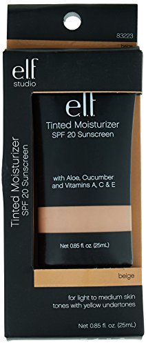 e.l.f. Cosmetics Tinted Moisturizer, Light Coverage, UVA/UVB SPF 20 Protection, Beige, 0.88 Fluid Ounces