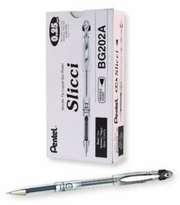 pentel arts slicci 0.25 mm extra fine gel pen, black ink, box of 12 (bg202-a)