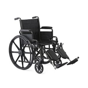 medline k1 basic vinyl wheelchair with swing-back desk-length arms and elevating leg rests, 16-inch wide seat