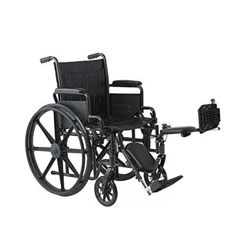 Medline K1 Basic Vinyl Wheelchair with Swing-Back Desk-Length Arms and Elevating Leg Rests, 16-Inch Wide Seat