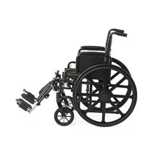 Medline K1 Basic Vinyl Wheelchair with Swing-Back Desk-Length Arms and Elevating Leg Rests, 16-Inch Wide Seat