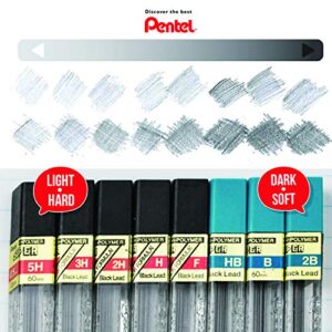 Pentel Super Hi-Polymer Lead Refills, 0.5mm, 12 Leads per Tube, Black (C505-HB)
