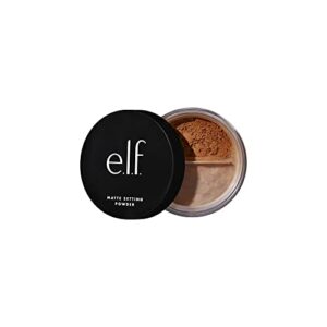 e.l.f. matte setting powder, creates a soft blur matte finish, smooths fine lines & imperfections, helps makeup last longer, vegan & cruelty-free