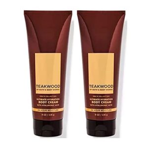 Bath and Body Works Teakwood Men's Collection Ultimate Hydration Ultra Shea Body Cream 8 Oz 2 Pack (Teakwood)