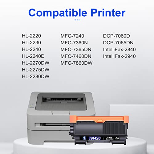 TN-420 TN 420 TN420 Toner Cartridge, ALUMUINK Replacement for Brother TN-420 Toner Cartridge for HL-2270DW HL-2280DW MFC-7360N DCP-7065DN Intellifax 2840 HL-2240 Toner Printer, TN420 Ink(Black,1Pack)