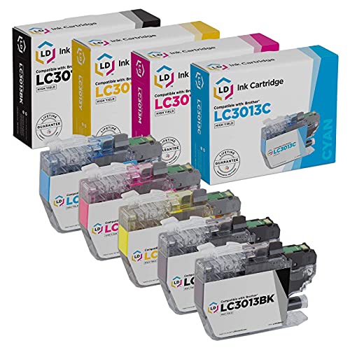 LD Compatible Ink Cartridge Replacements for Brother LC3013 High Yield (2 Black, 1 Cyan, 1 Magenta, 1 Yellow, 5-Pack)