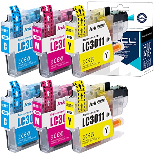 LCL Compatible Ink Cartridge Replacement for Brother LC30113PKS LC-3011 LC3011 LC-3011C LC3011C LC3011M LC3011Y MFC-J491DW MFC-J497DW MFC-J690DW MFC-J895DW (6-Pack 2Cyan 2M 2Y)