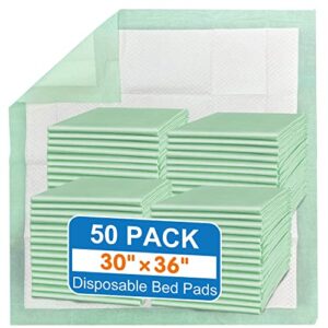 mildplus disposable bed pads 30“x36” (50 pcs) extra large underpads for incontinence disposable pads for adult, bedwetting child or pets (90g/piece, 7g sap)