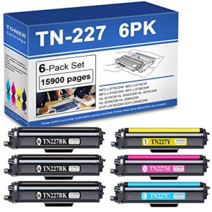 tn227 compatible tn227bk tn227c tn227m tn227y high yield toner cartridge replacement for brother mfc-l3770cdw printer toner (3bk+1c+1y+1m).