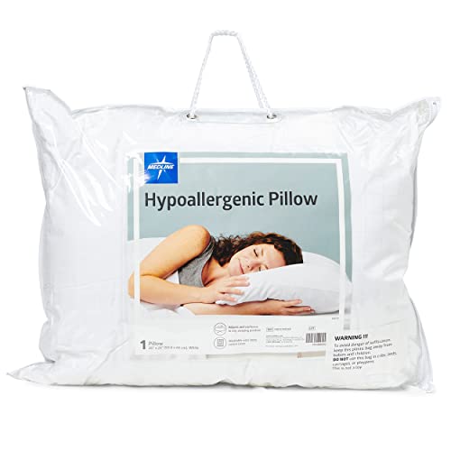 Medline Hypoallergenic Pillow, Luxurious Synthetic Fiber, 26” x 20”