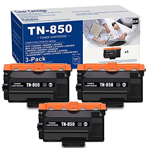 Neoa NA-TN-850 3PK (3 PK,Black) TN850 TN-850 High Yield Compatible Toner Cartridge Replacement for Brother DCP L5650DN L5650DN L5600DN MFC L5800DW L5800DW L6700DW L6750DW L6800DW L6900DW Printer