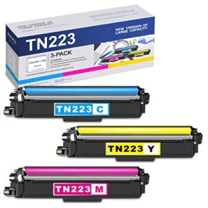 tn-223c tn-223m tn-223y tn223 toner cartridge – replacement for brother tn223 hl-3210cw 3230cdw 3270cdw 3230cdn 3290cdw mfc-l3710cw l3770cdw printer (3 pack, 1c/1m/1y)